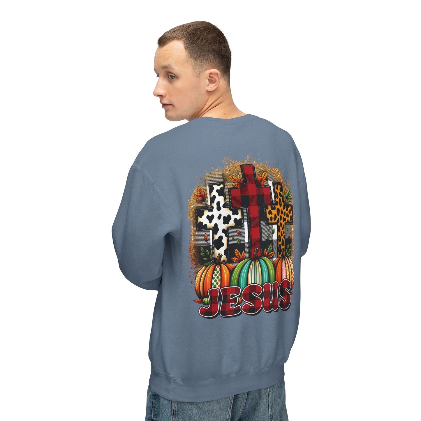 Faithful Harvest Cross Unisex Lightweight Crewneck Sweatshirt