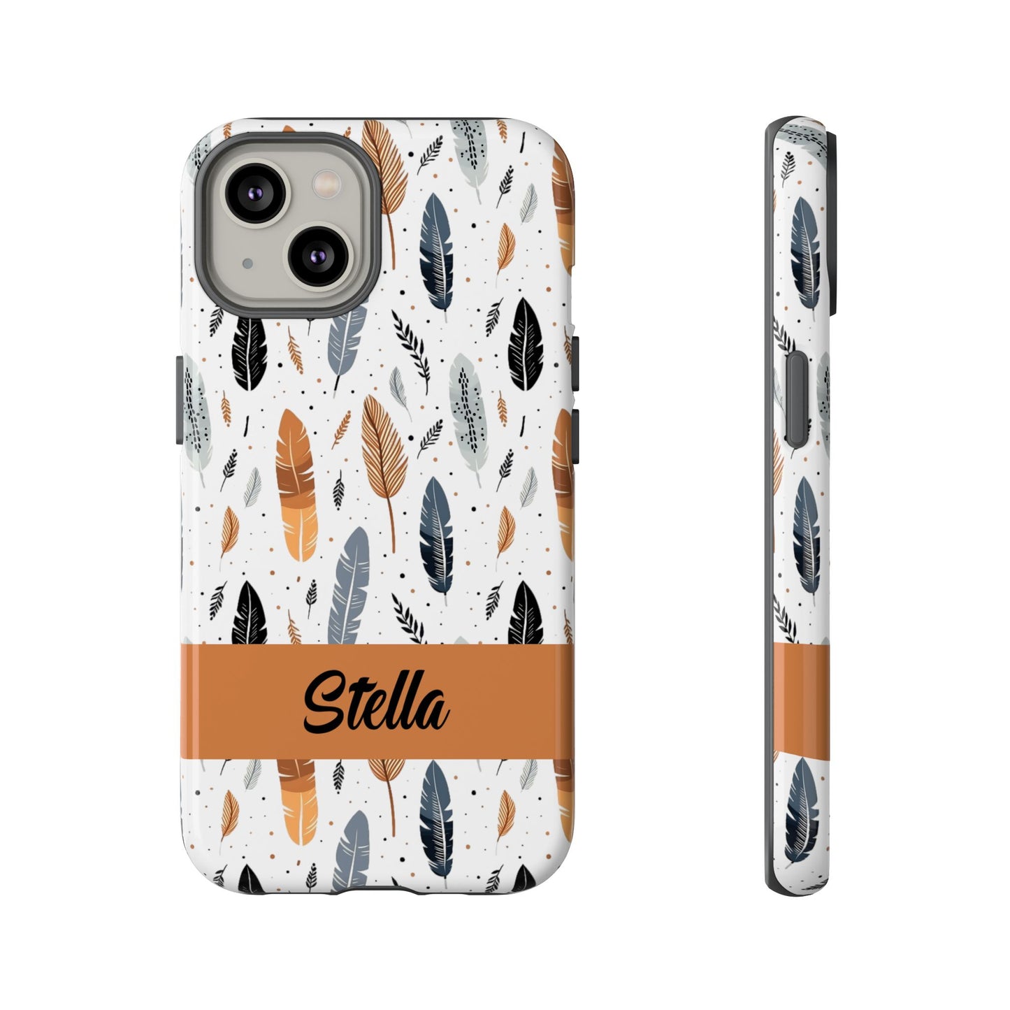 Personalized Whispering Feathers Samsung, Google Pixel and iPhone Case, Custom Name Case.