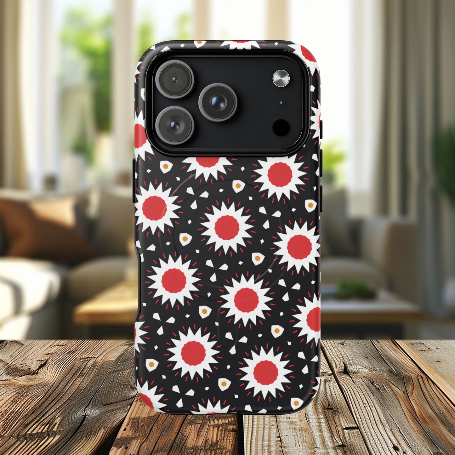 Crimson Spark Radiance Bold Floral Magnetic iPhone Cases, Stylish Tough Cases, Unique iPhone Accessories, Perfect Gift for Her, Trendy Tech Gear.