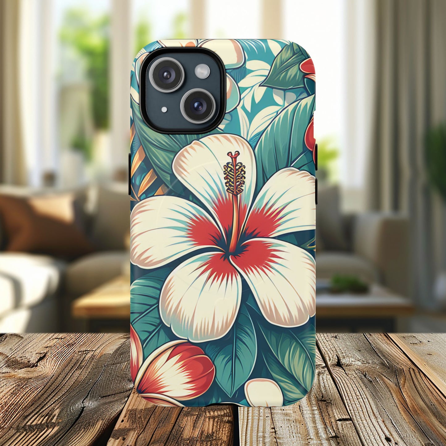 Tropical Hibiscus MagSafe® iPhone® Tough Case - Stylish Phone Protection Gift for Nature Lovers, Vibrant, Summer Vibes.