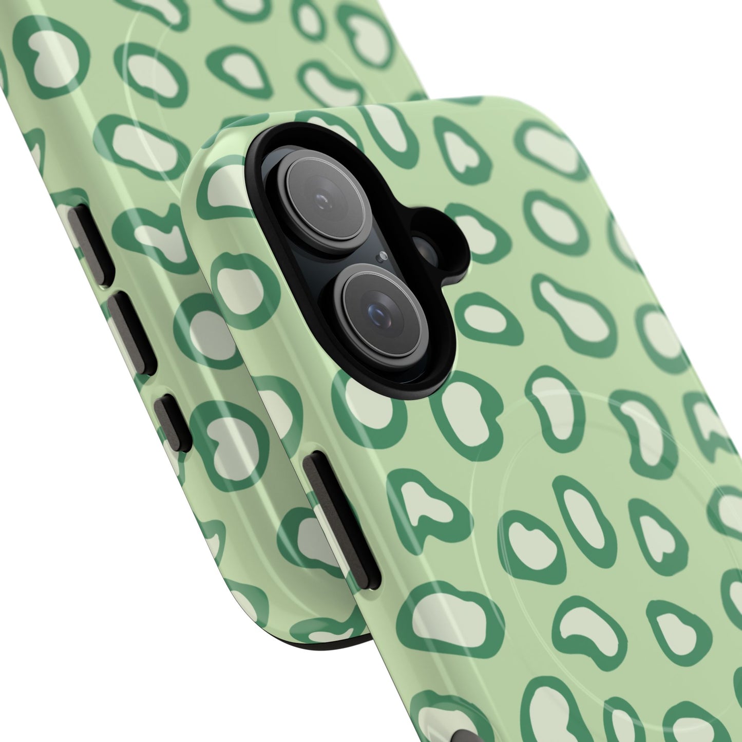 Chic Leopard Print iPhone Cases | Tough Magnetic Cases, iPhone Protection, Animal Print, Stylish Tech Accessories, Green iPhone Case