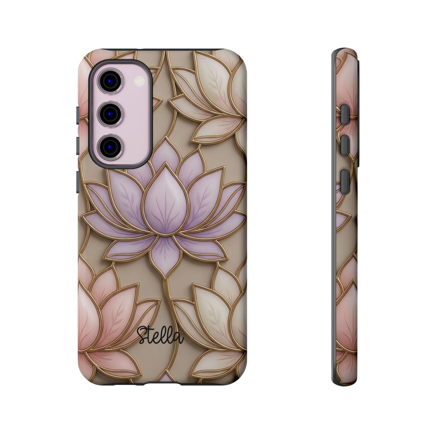 Personalized Lotus Floral Stained Glass Effect Tough Phone Case
