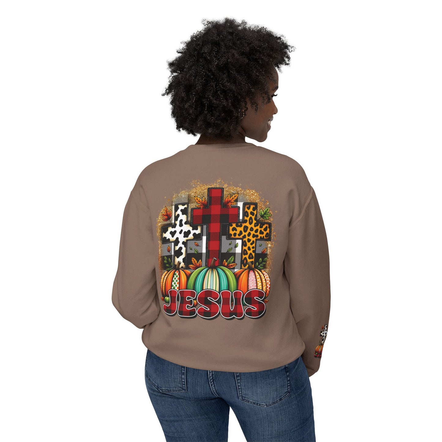 Faithful Harvest Cross Unisex Lightweight Crewneck Sweatshirt