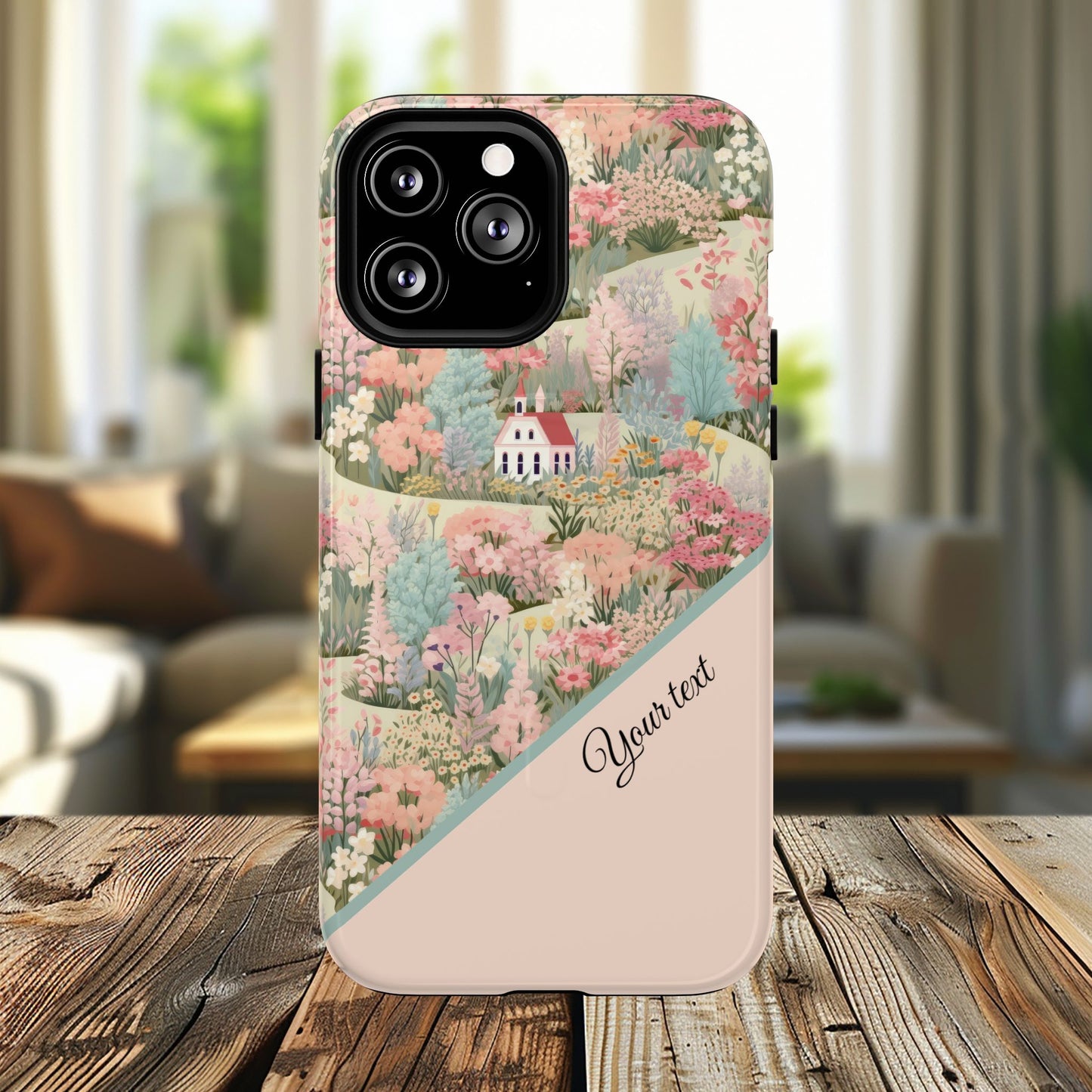 Blush Bloom Village Tough Magnetic MagSafe®Case, Durable Protection, Unique Gift for Nature Lovers,  iPhone® 13, 14, 15, 16, 17, Pro, Pro Max, Plus Cases.