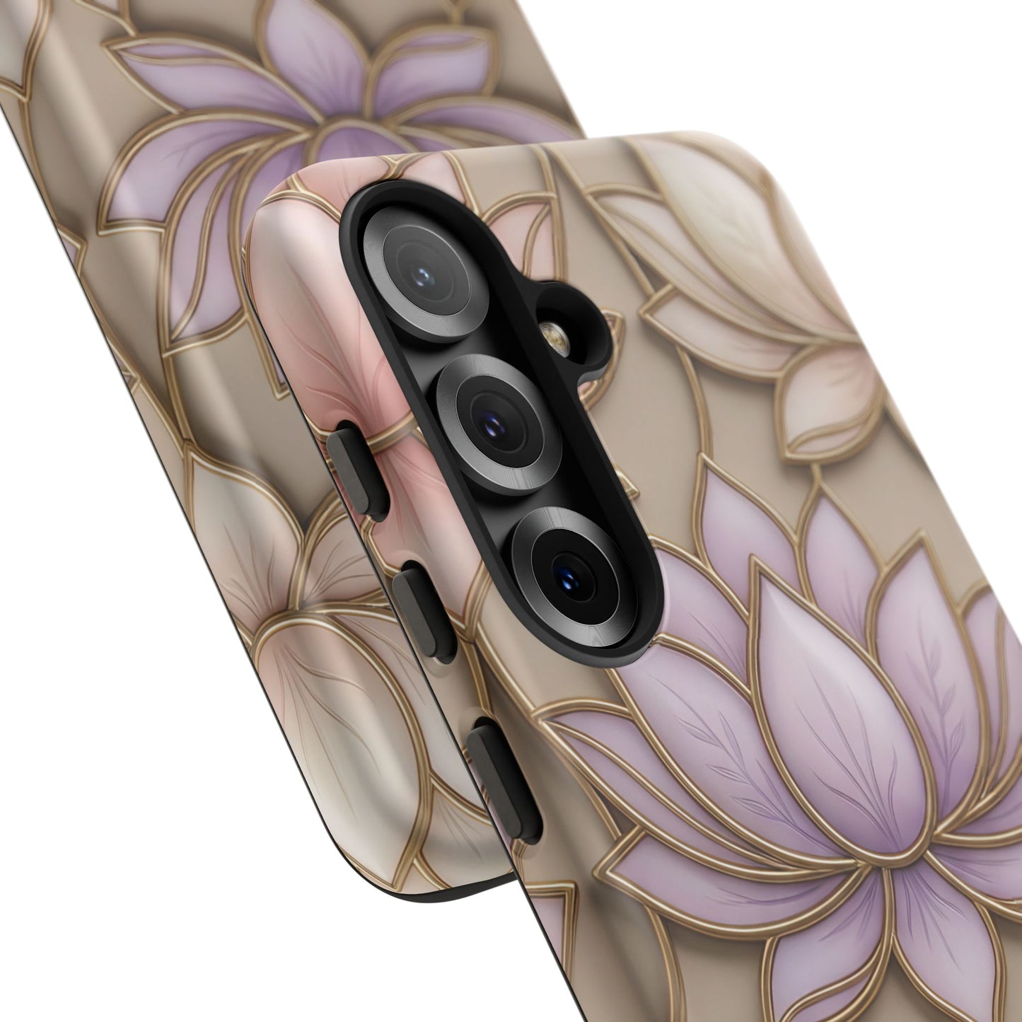 Personalized Lotus Floral Stained Glass Effect Tough Phone Case