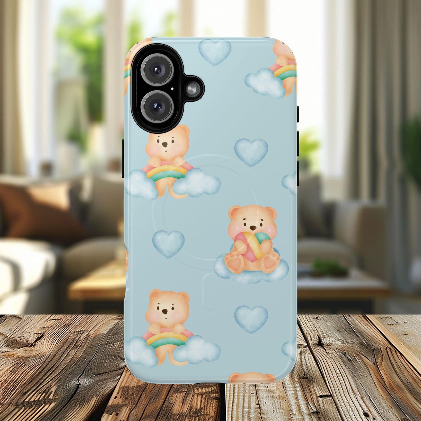 Cute Bear Magnetic iPhone Case, Kid-Friendly iPhone Cover, Stylish Cell Accessory, Gift for Kids, Durable Design for Any Occasion