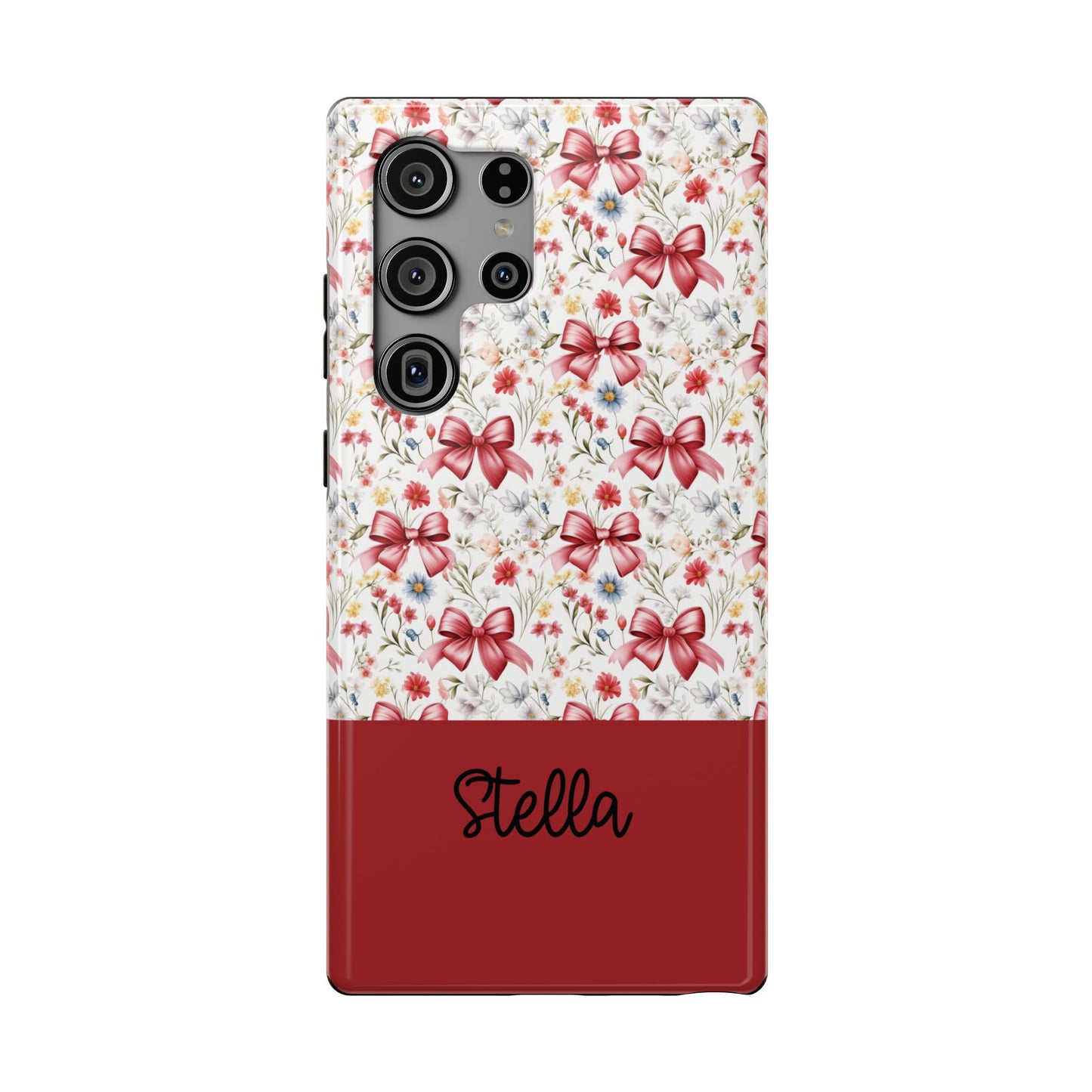 Personalized Rosette Coquette Floral Bow iPhone and Samsung Impact-Resistant Case — Custom Name Case