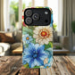 Botanical Radiance Tough iPhone Magnetic Case, Customizable Durable iPhone Cover | Ideal Gift for Nature Lovers, Floral Stained Glass Gift