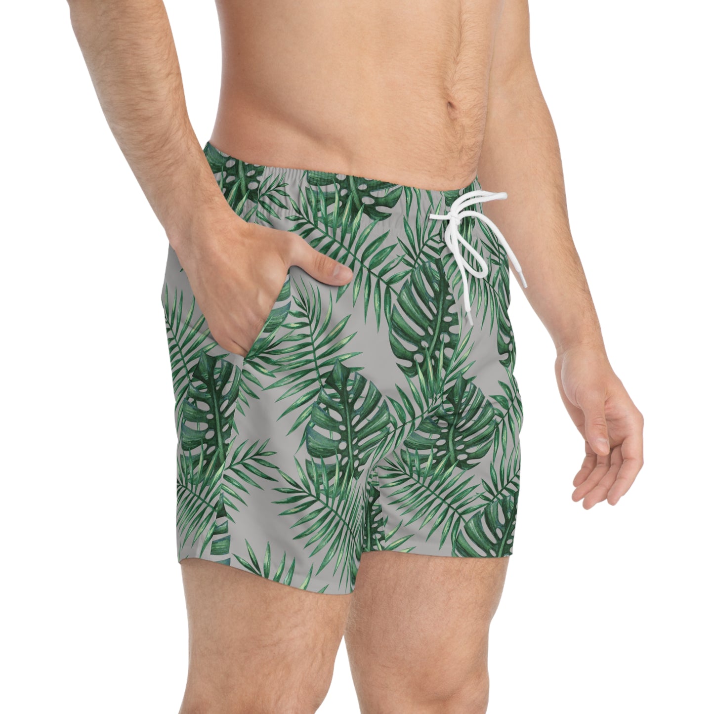 Grey Tropical Bliss Swim Trunks (AOP)