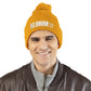 Pom-Pom Knit Cap with 'ELOHIM, GENESIS 1:1'  Embroidery Beanie - Stylish Winter Accessory for All Ages, Perfect Gift for Birthdays, Holidays, and Outdoor Activities