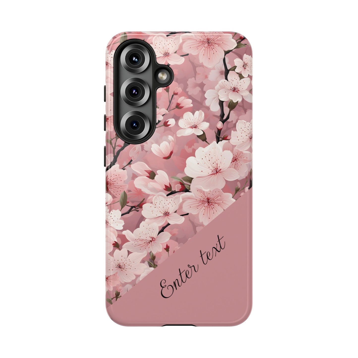 Personalized Cherry Blossom Tough Phone Case — Pink Floral Protective Case for Samsung & Google