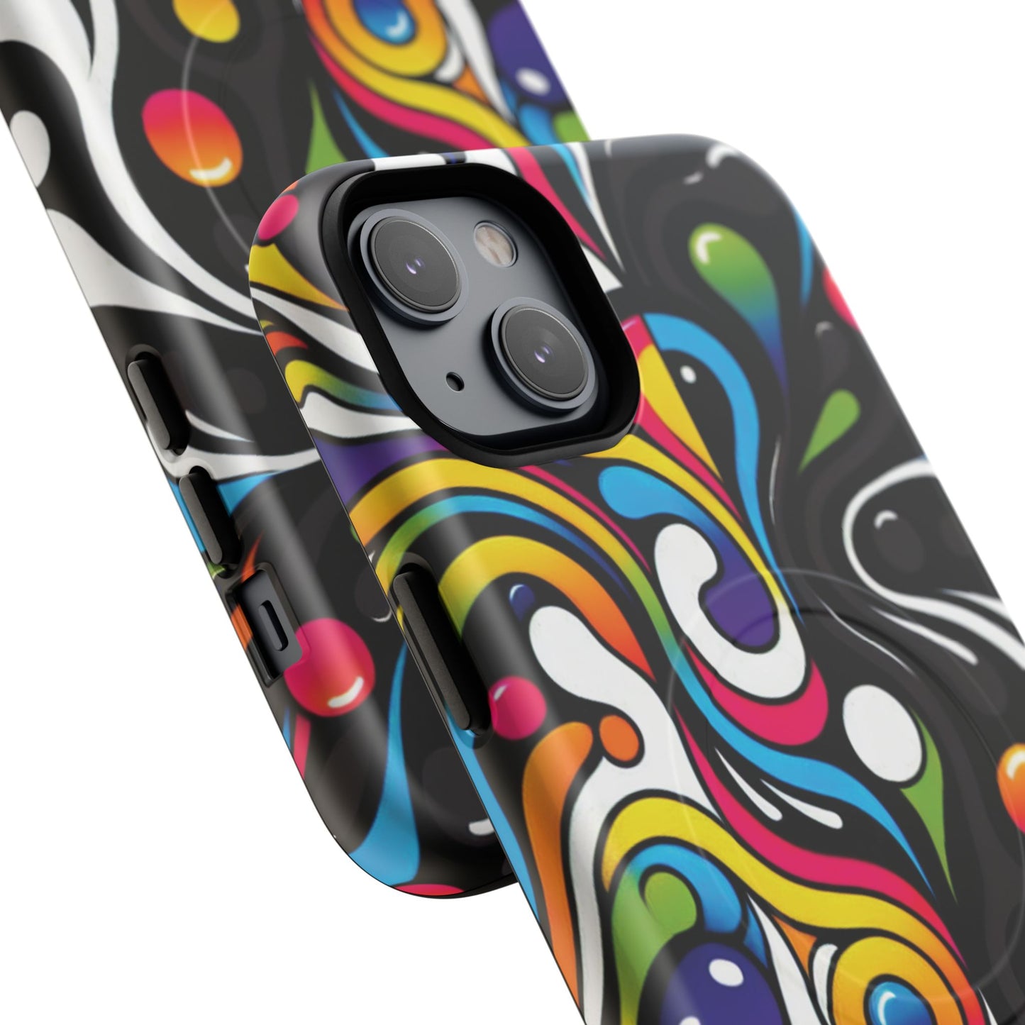 Vibrant Yin Yang Pop Splash Tough Magnetic iPhone Cases, Bold Artwork, Customizable Protection, Gift for Tech Lovers, Colorful iPhone Accessories