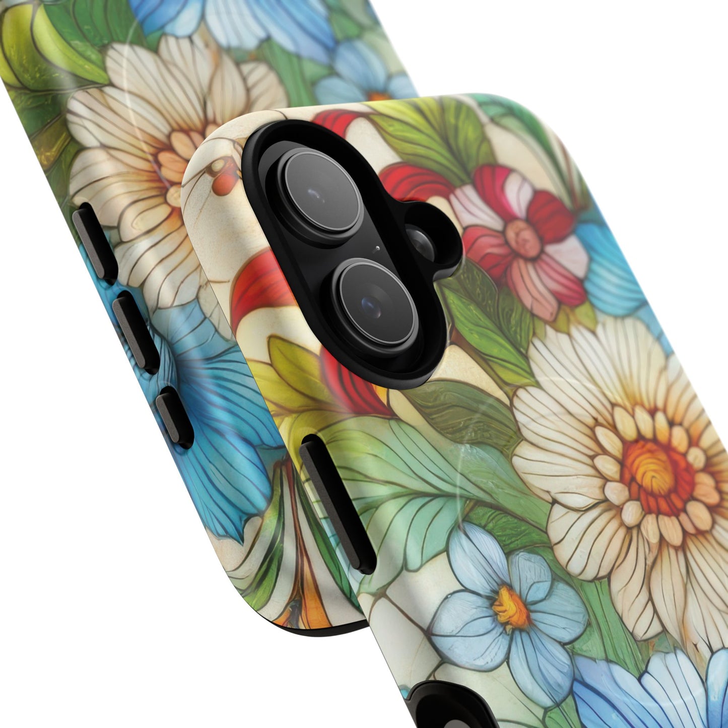 Botanical Radiance Tough iPhone Magnetic Case, Customizable Durable iPhone Cover | Ideal Gift for Nature Lovers, Floral Stained Glass Gift