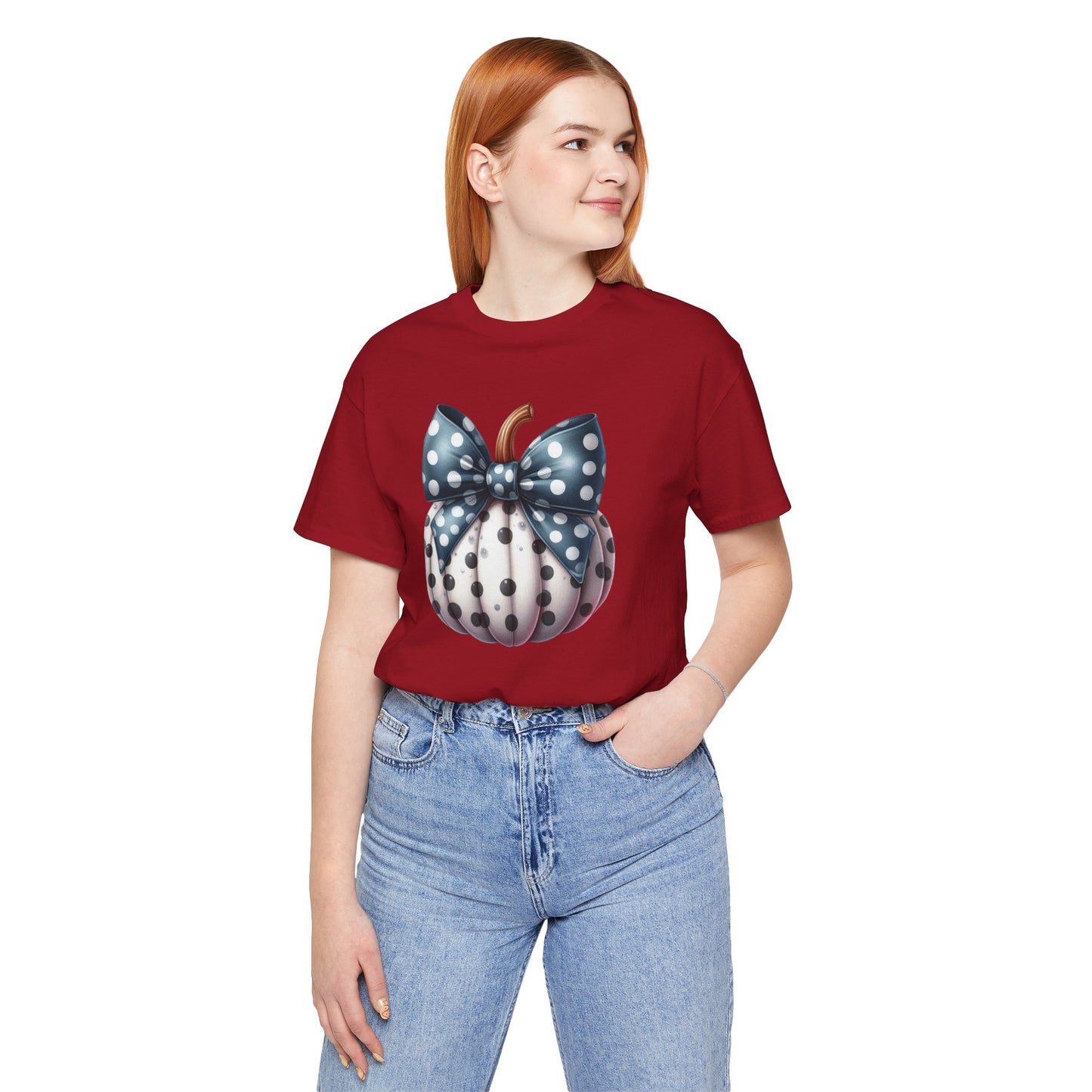 Polka Dot Pumpkin Charm Unisex Jersey Short Sleeve Tee