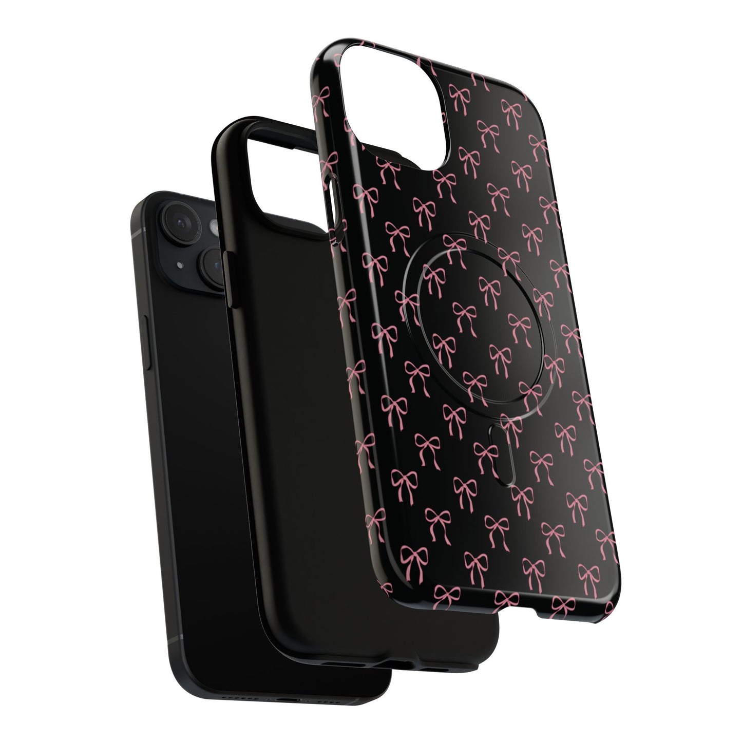 Coquette Chic Bow-Patterned Tough Magnetic iPhone Case, Stylish Gift for Her, Protective iPhone Cover, Trendy Accessory, iPhone Birthday Gift, Fashionable Tech