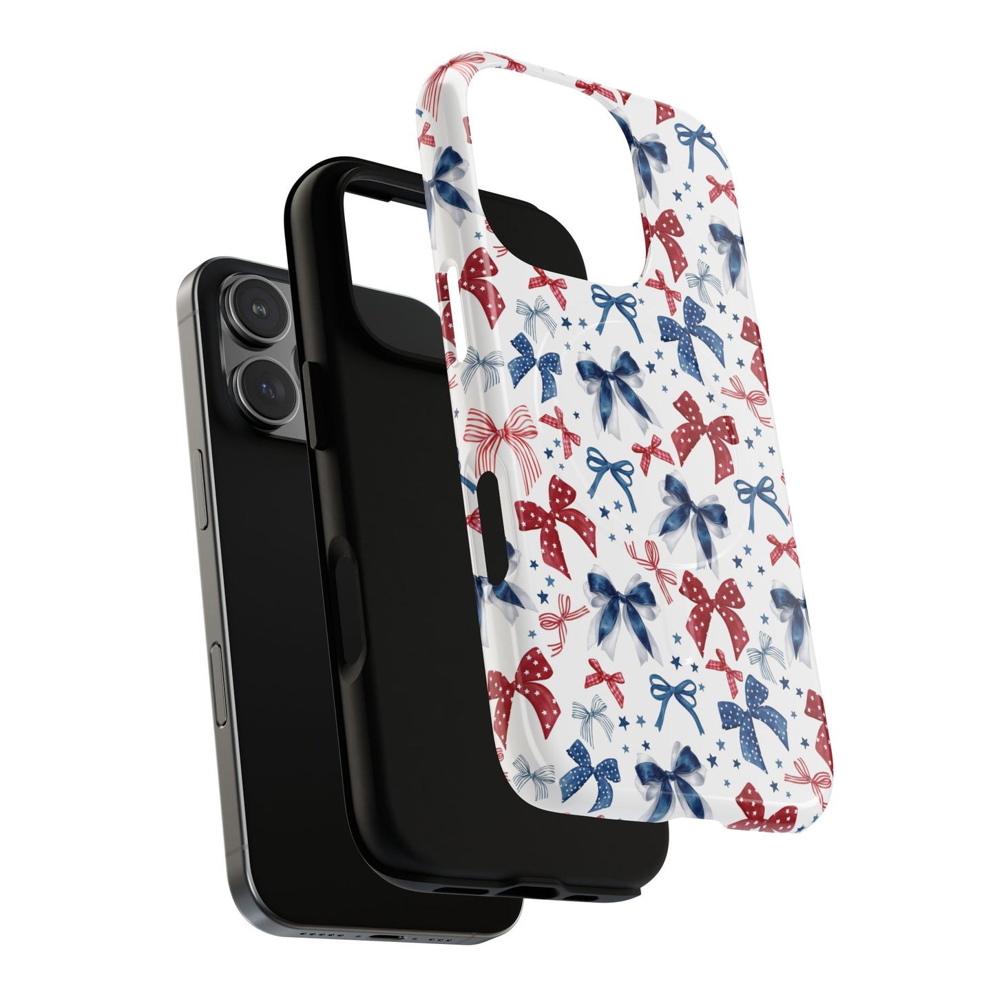 Patriotic Coquette Tough iPhone Magnetic Case, Stylish Gift for Her, Summer Celebrations, Cute Bow Design