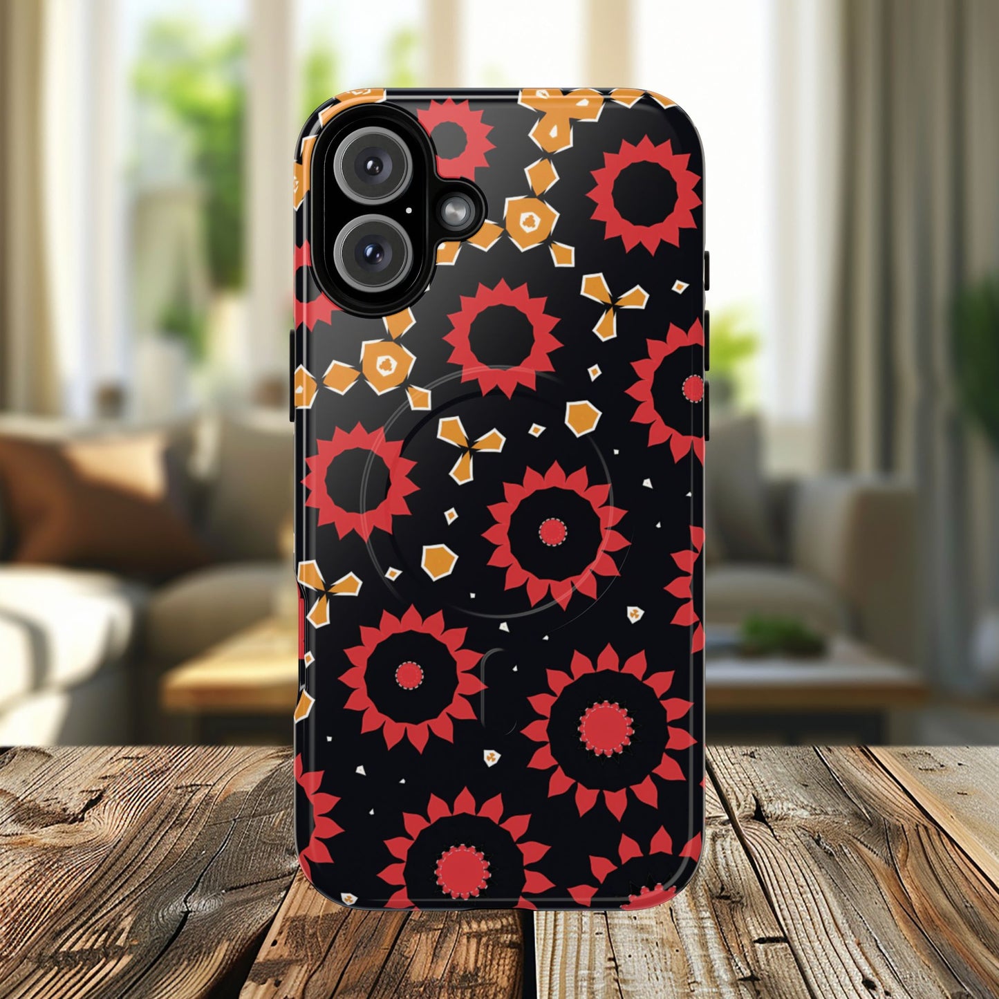 Midnight Ember Bloom Tough Magnetic iPhone Case, Bohemian Floral Design, Stylish iPhone Protection, Gift for Her, Trendy iPhone Accessories