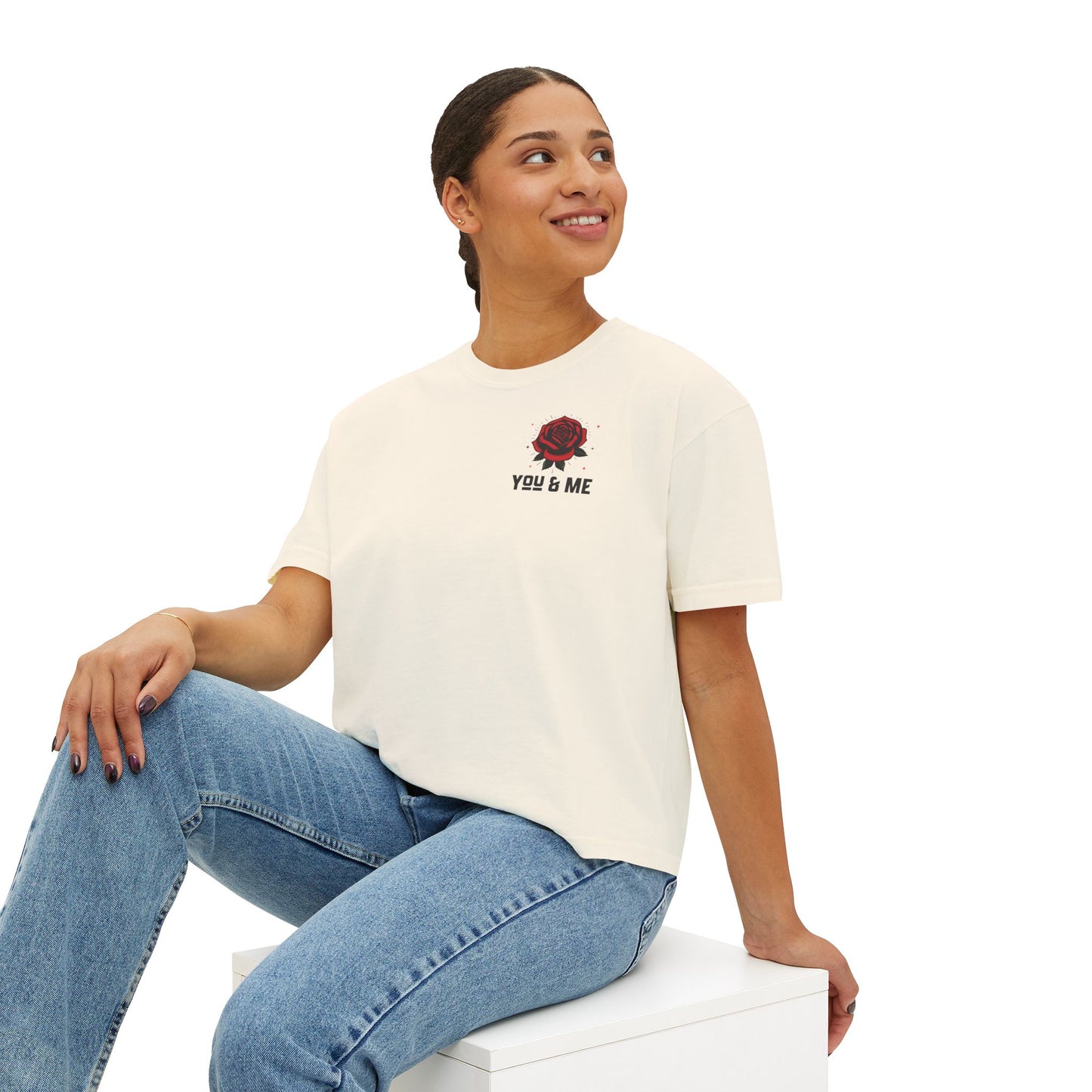 You and Me Valentine Women's Comfort Colors Boxy Tee