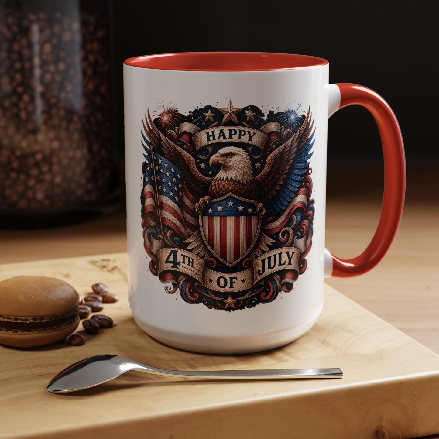4th of July Eagle Coffee Mug — Patriotic American Flag Accent Mug (11/15oz)