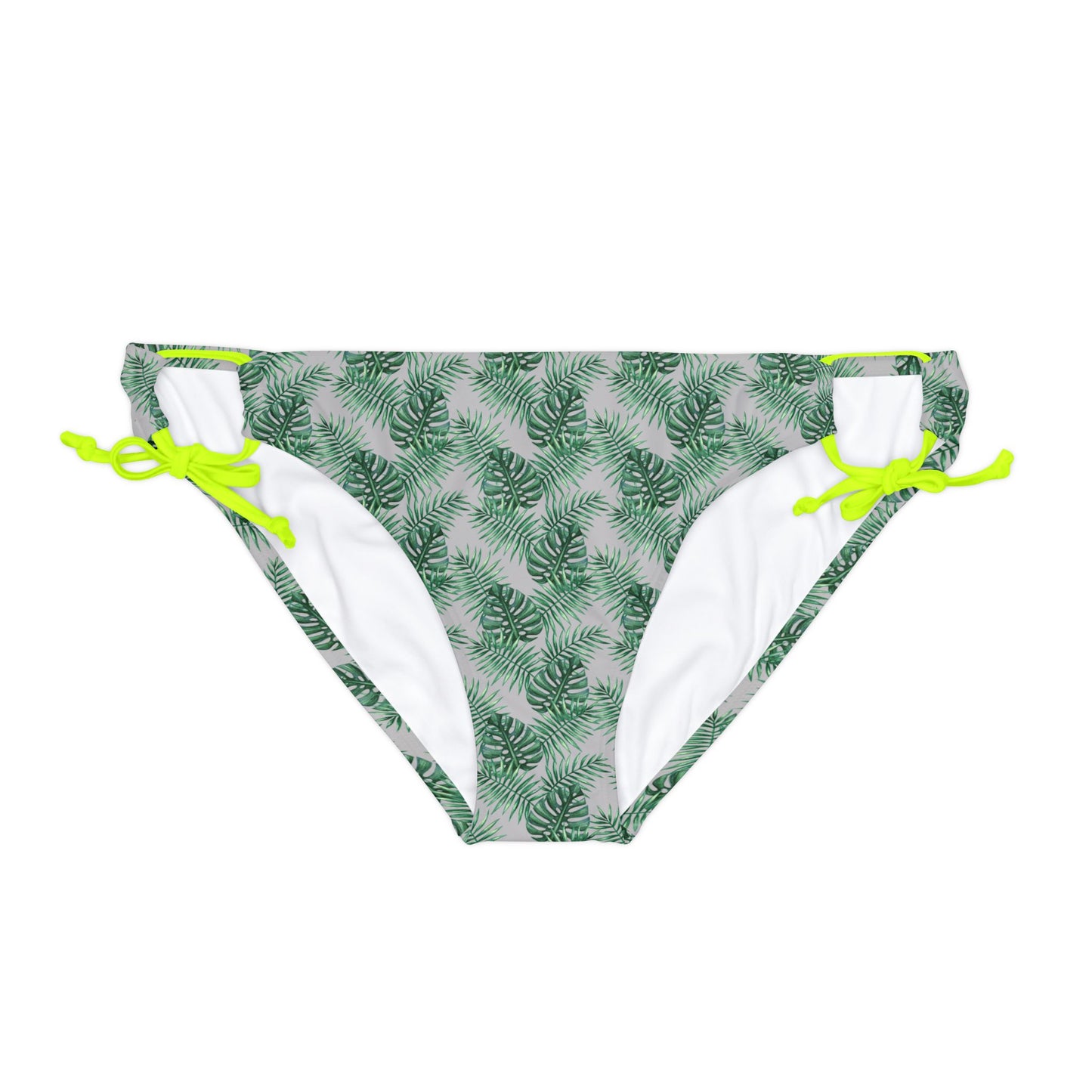 Grey Tropical Bliss Loop Tie Side Bikini Bottom (AOP)