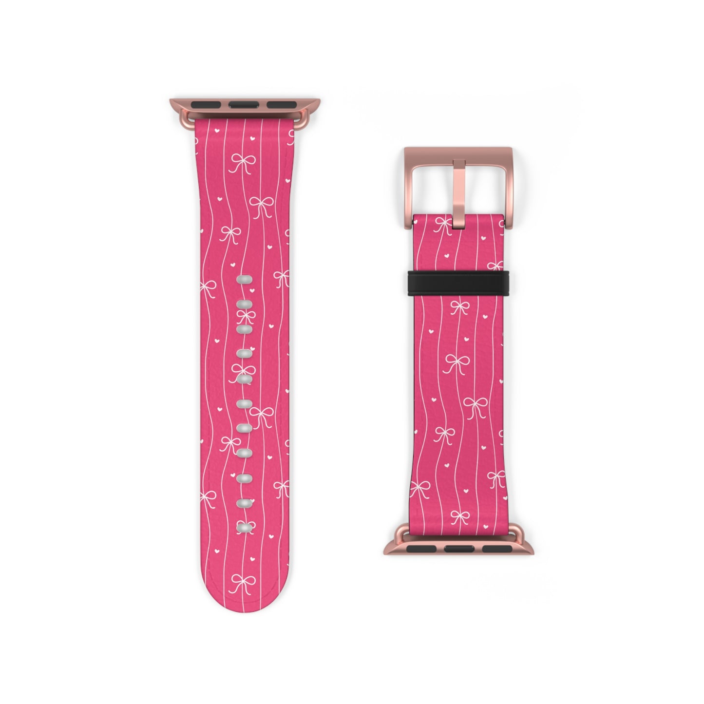 Pink Bow Coquette Watch Band ONLY — Cute Ribbon-Stripes Apple Watch Strap