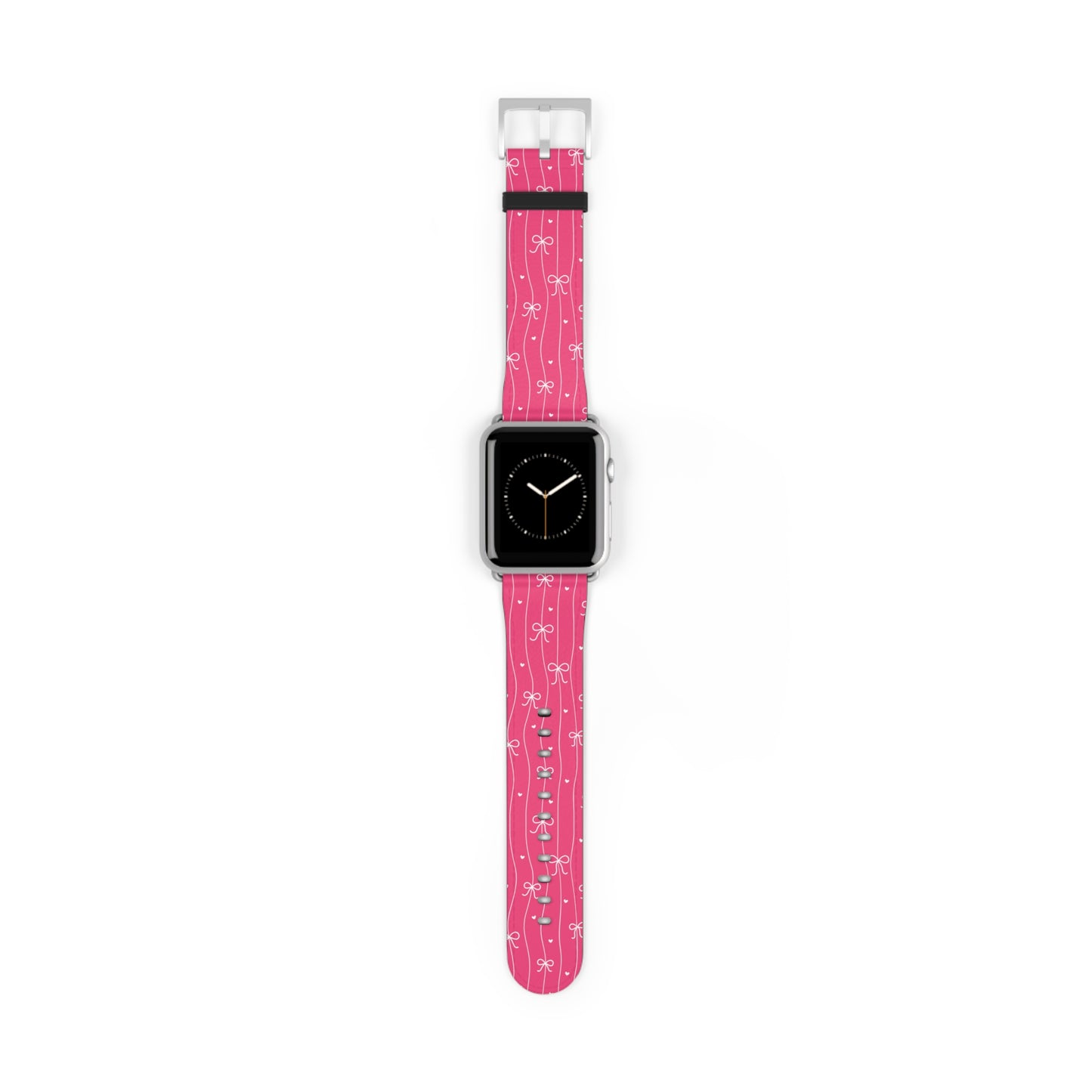 Pink Bow Coquette Watch Band ONLY — Cute Ribbon-Stripes Apple Watch Strap