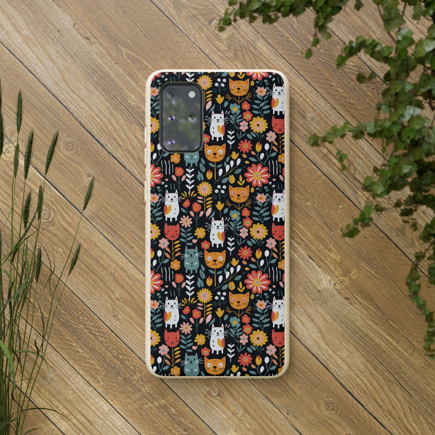 Whimsical Feline Garden Samsung Biodegradable Cases