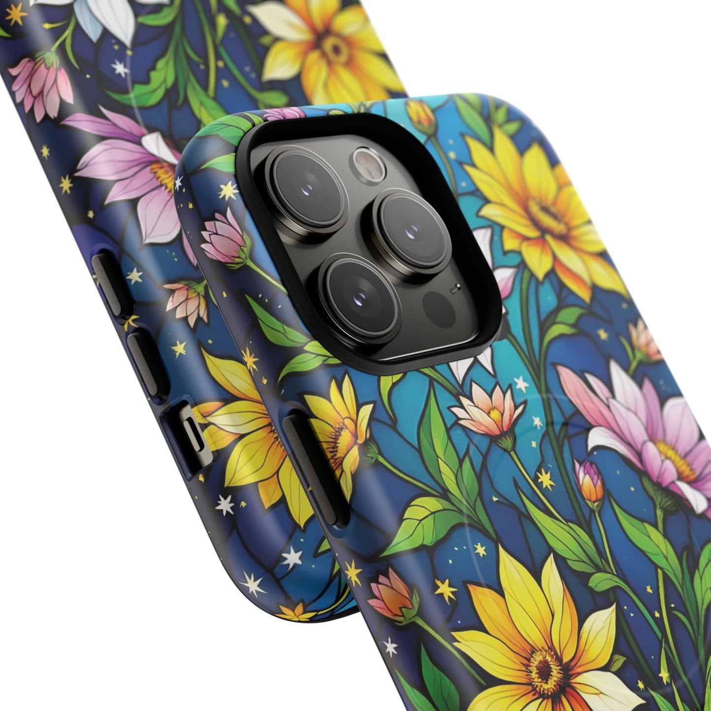 Flower Garden Stained Glass Phone Case, Tough Magnetic Cases, Floral Phone Cover, Durable Phone Accessories, Spring Gift, Birthday Present