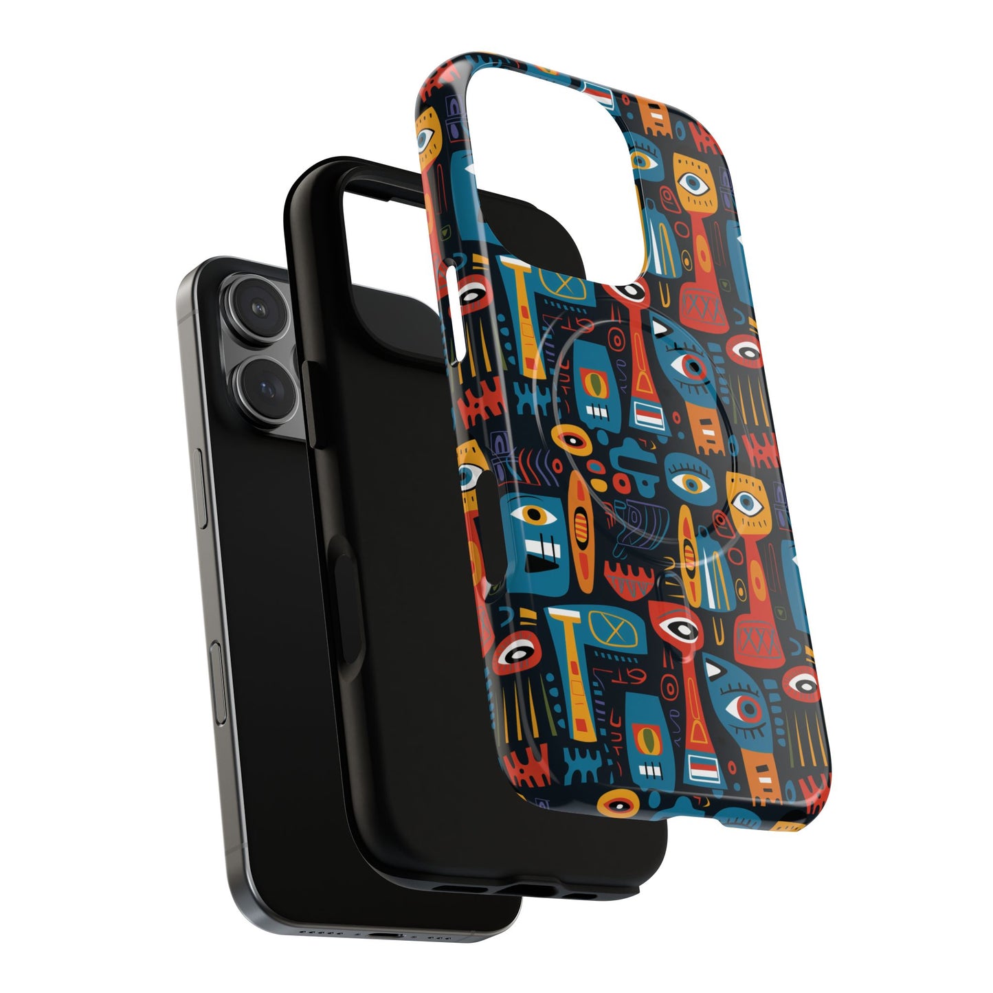 Urban Totem Vibe Tough iPhone Magnetic Case, Colorful Bohemian Art, Unique Gift for Him/Her, Holiday Accessory, iPhone Protection, MagSafe iPhone Case.