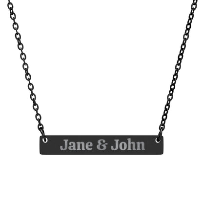 Engraved Horizontal Bar Necklace — Personalized Name Bar Necklace (Custom Name)
