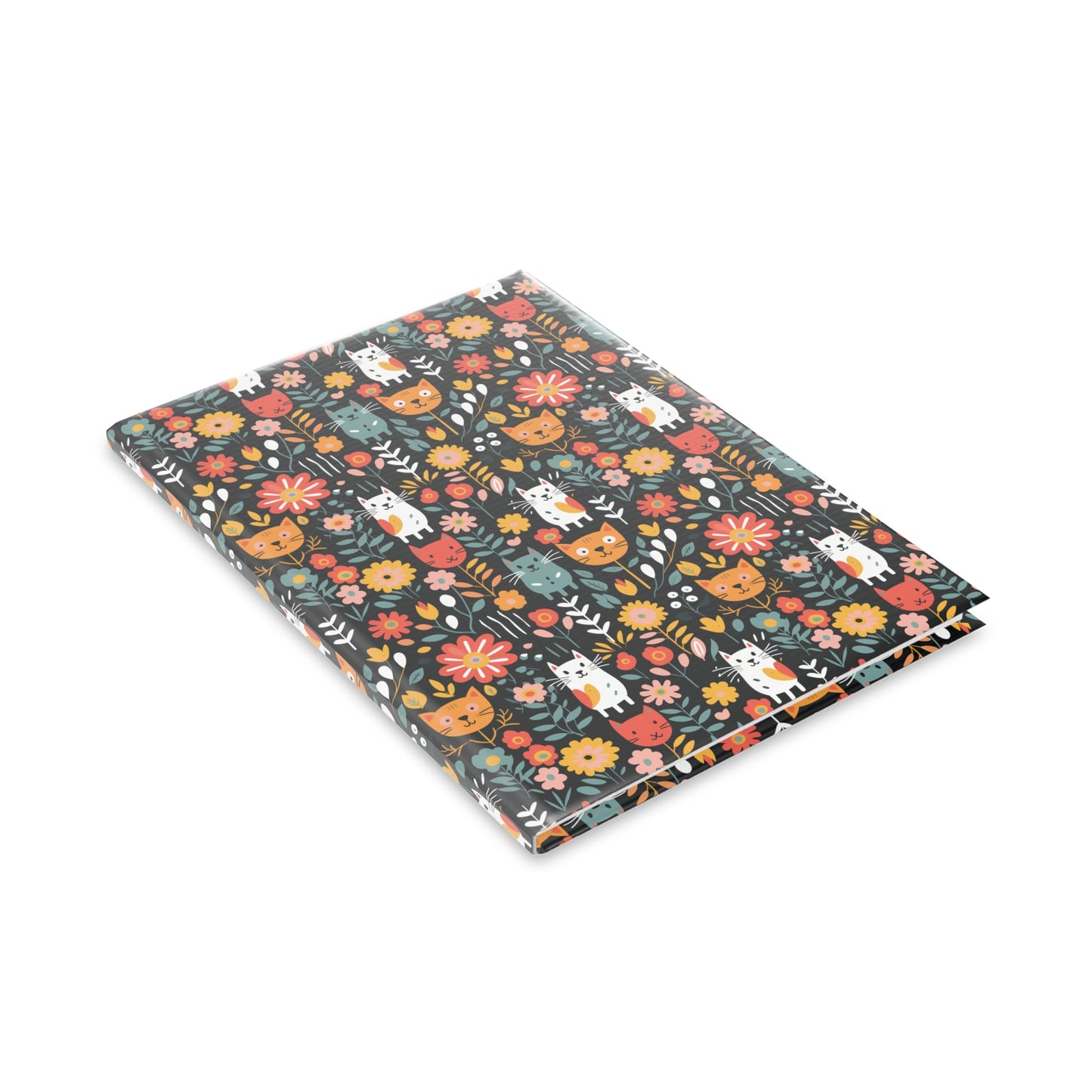 Whimsical Feline Garden Hardcover Notebook with Puffy Covers