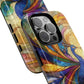 Mosaic Peacock Feathers Magnetic Phone Case, Tough Phone Shell, Vibrant Art Case, Gift for Her, Unique Phone Accessory, Wildlife Lover's Gift, Stained Glass Case.