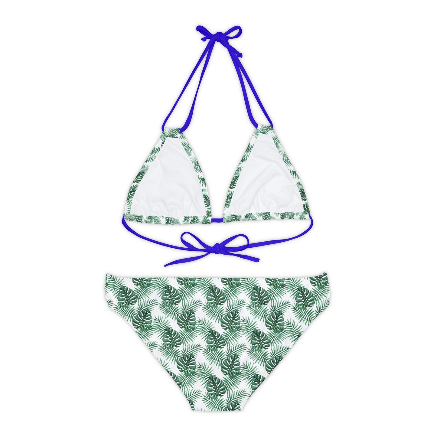 White Tropical Bliss Strappy Bikini Set (AOP)