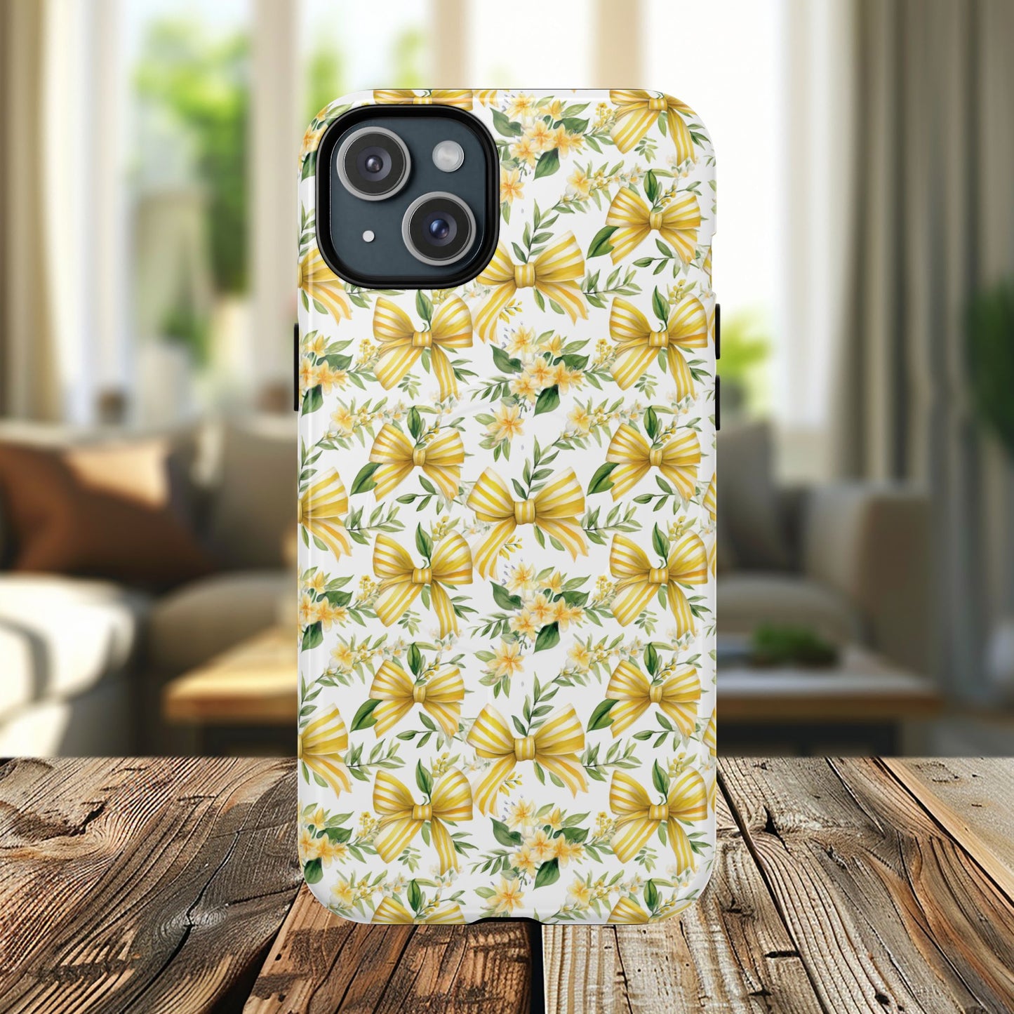 Sunshine Coquette Bows Tough Magnetic iPhone Case, Durable iPhone Cover, Girly Tech Accessory, Nature-Inspired Gift for Her, Spring Decor