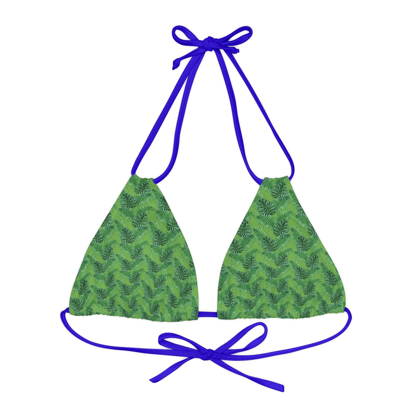 Green Tropical Bliss Strappy Triangle Bikini Top (AOP)- (PY)