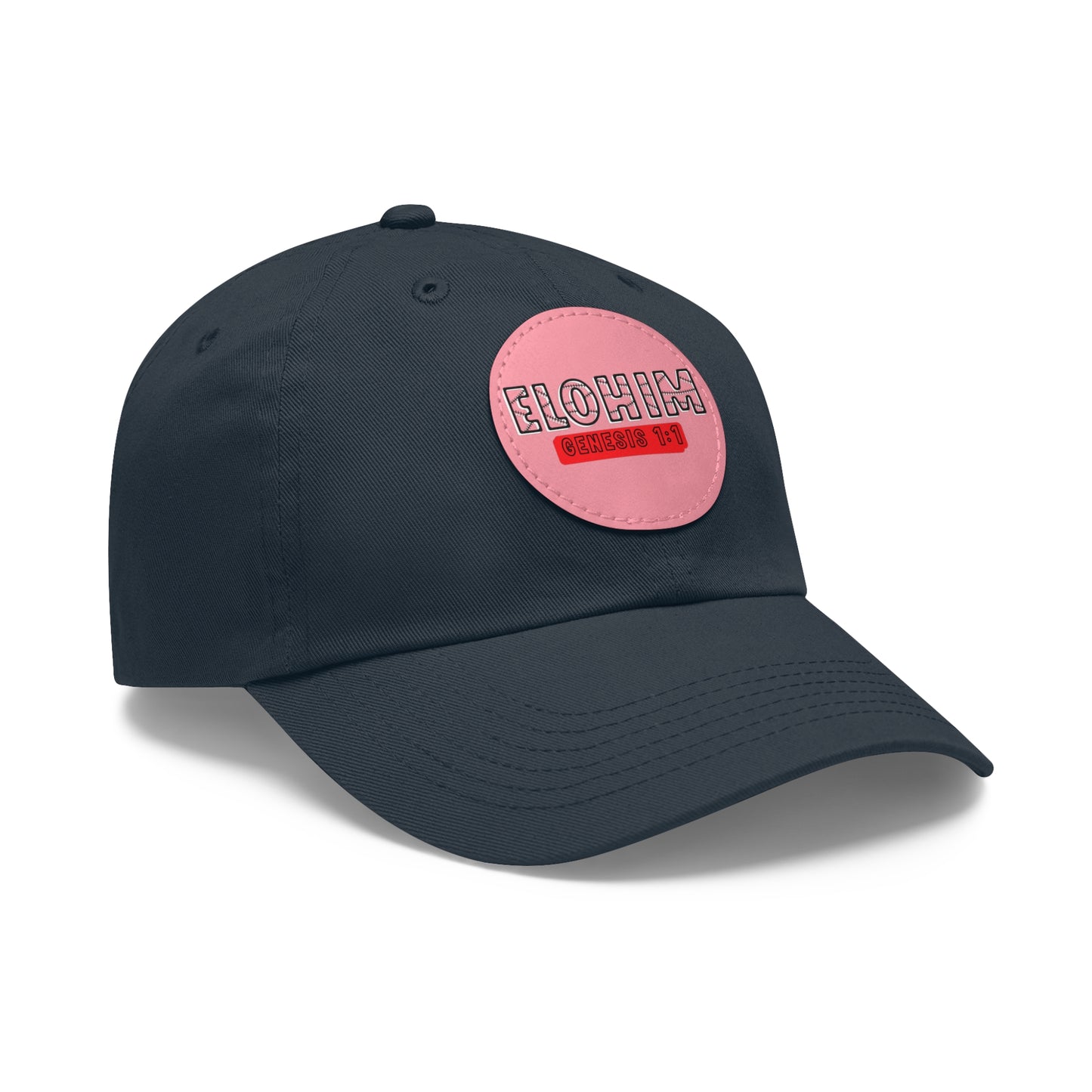 'ELOHIM, GENESIS 1:1- Stylish Dad Hat with Leather Patch | a Unisex Gift, Casual Wear, Summer Accessory, Unique Outdoor Cap, Adjustable Sun Hat, Christian Gift
