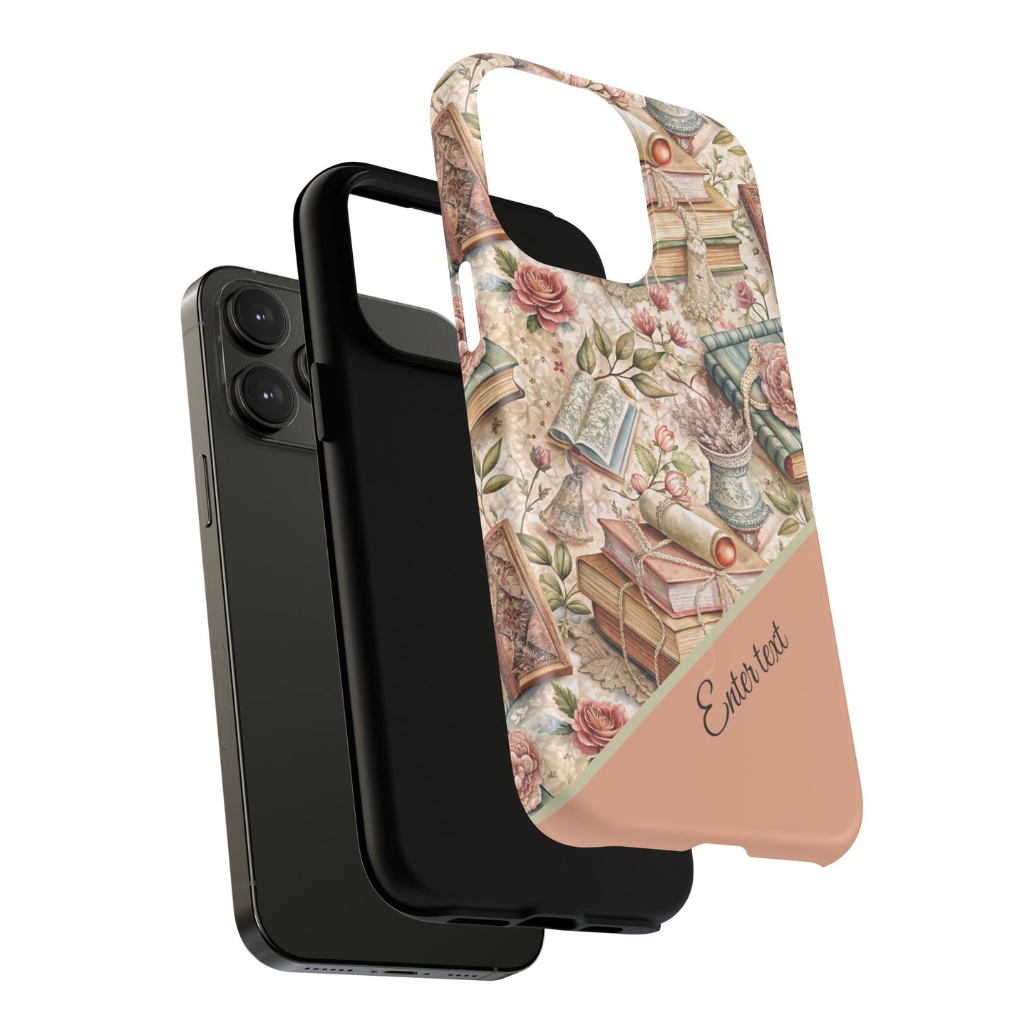 Persoonalized Vintage Book Lover's Tough Magnetic iPhone Case, Literary Gifts, Floral Design, Bookish Aesthetic, Unique Gift for Readers, Protective Case