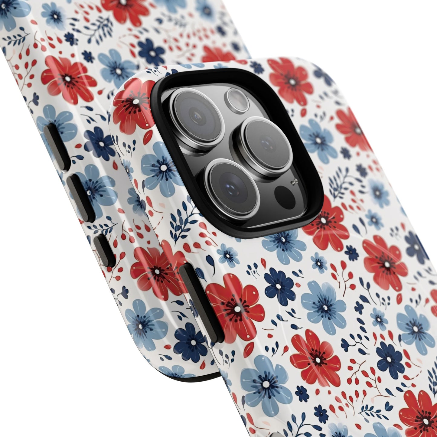 Patriotic Floral Dreams Tough Magnetic iPhone Cases, Durable, Stylish, Gift for Her, Protective Phone Cover, Spring Floral Design