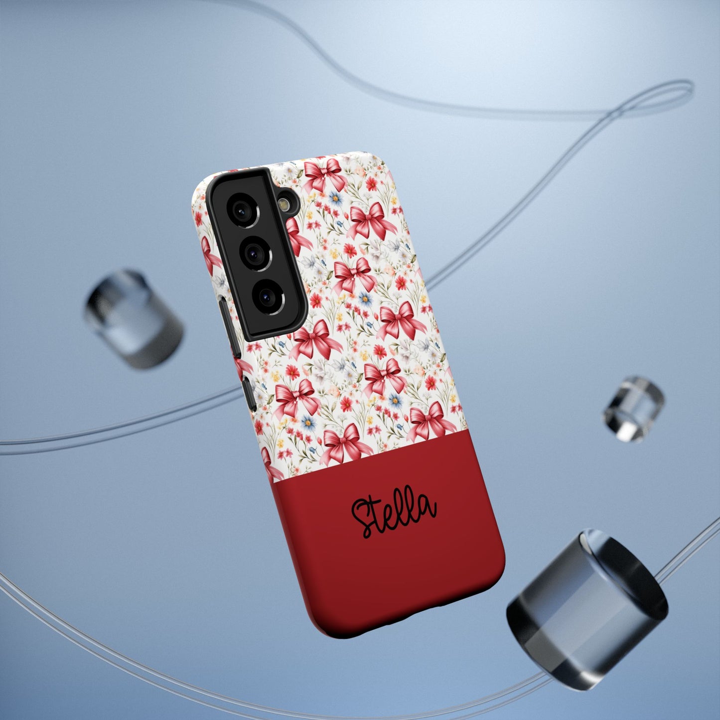 Personalized Rosette Coquette Floral Bow iPhone and Samsung Impact-Resistant Case — Custom Name Case