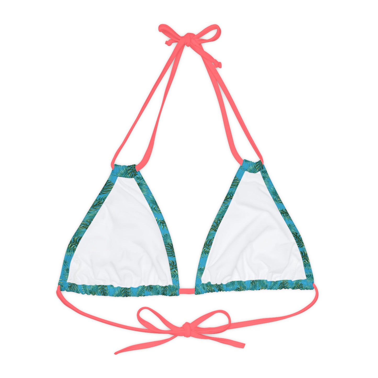 Turquoise Tropical Bliss Strappy Triangle Bikini Top (AOP)- (PY)