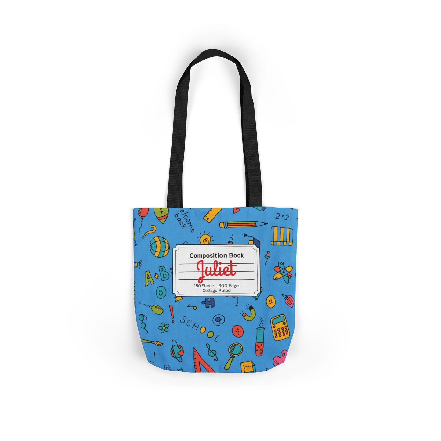 Personalized Classroom Couture Composition Book Inspired Canvas Tote Bag with Colorful Straps, Cute School Bag, Eco-Friendly Tote, Back to School Shopping Bag, Teacher Gift Idea