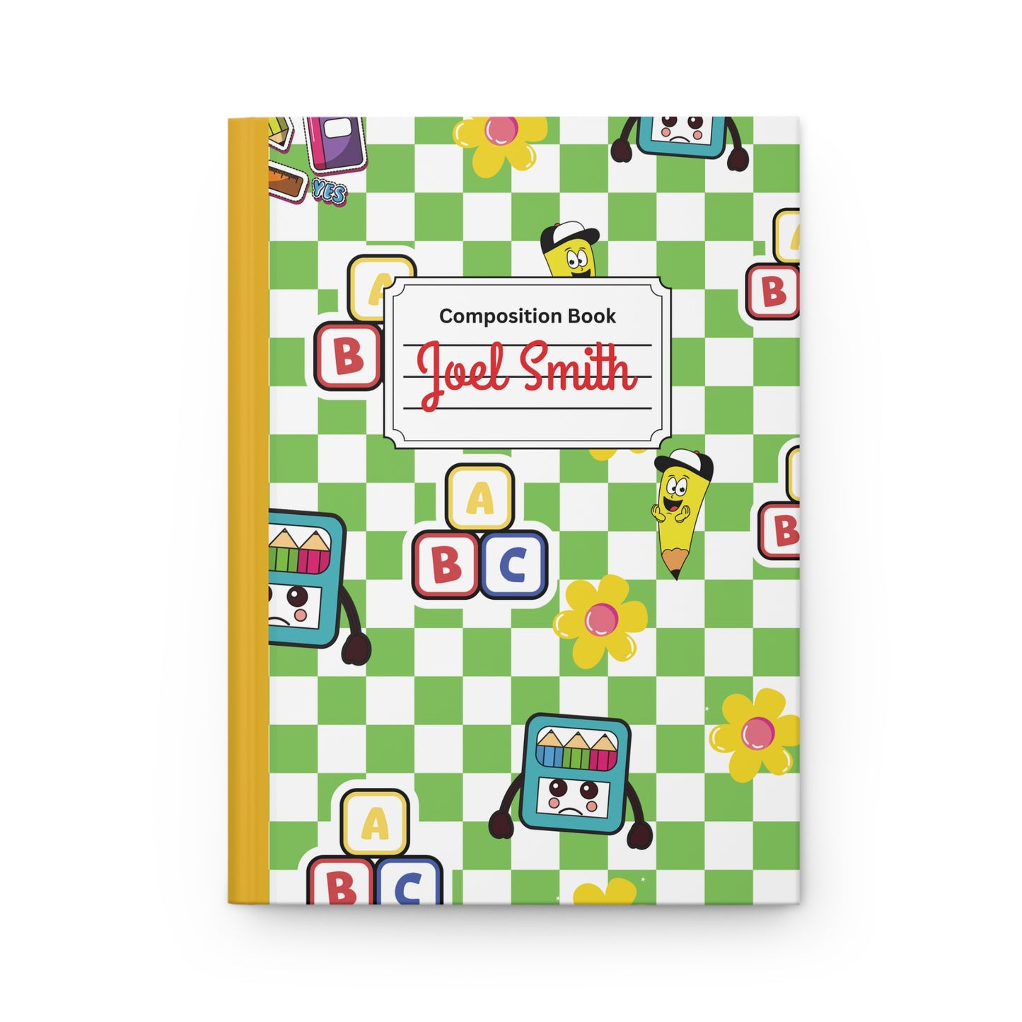 Custom Green SchoolYard Chic Composition Book Inspired Ruled Hardcover Journal for Kids, Fun School Notebook, Customizable Composition Book, Back to School Gift, Learning Organizer