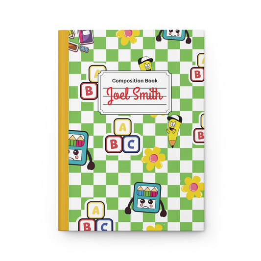 Custom Green SchoolYard Chic Composition Book Inspired Ruled Hardcover Journal for Kids, Fun School Notebook, Customizable Composition Book, Back to School Gift, Learning Organizer