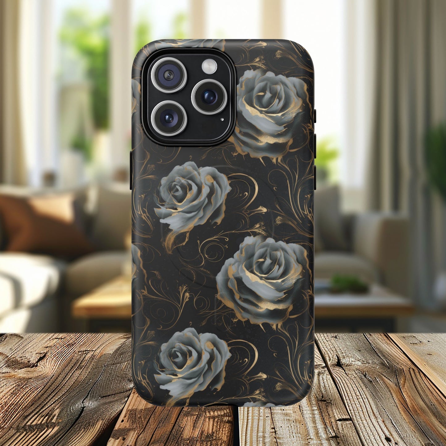 Midnight Bloom Tough iPhone Magnetic Cases,  iPhone 14, iPhone 15, iPhone 16, Pro, Pro Max, Plus MagSafe Case, Protective Tech Accessories, Gift for Her, Floral Design