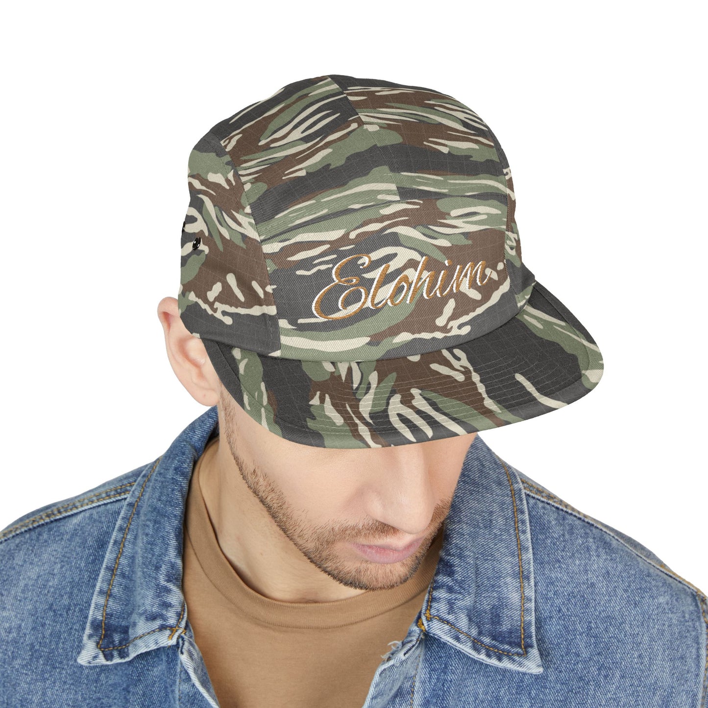 Embroidered 'ELOHIM, GENESIS 1:1'  5 Panel Cap, Trendy Hat, Outdoor Gear, Streetwear Accessory, Unique Gift, Fashion Statement