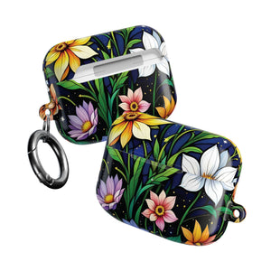 Flower Garden Stained Glass AirPod Case — Colorful Garden Protective Cover- Airpods Pro Gen 1 and 2, Gen 1 to 4.