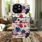 Patriotic Floral Phone Case, Tough Magnetic Cases, American Flag Design, Gift for Her, Independence Day Accessories