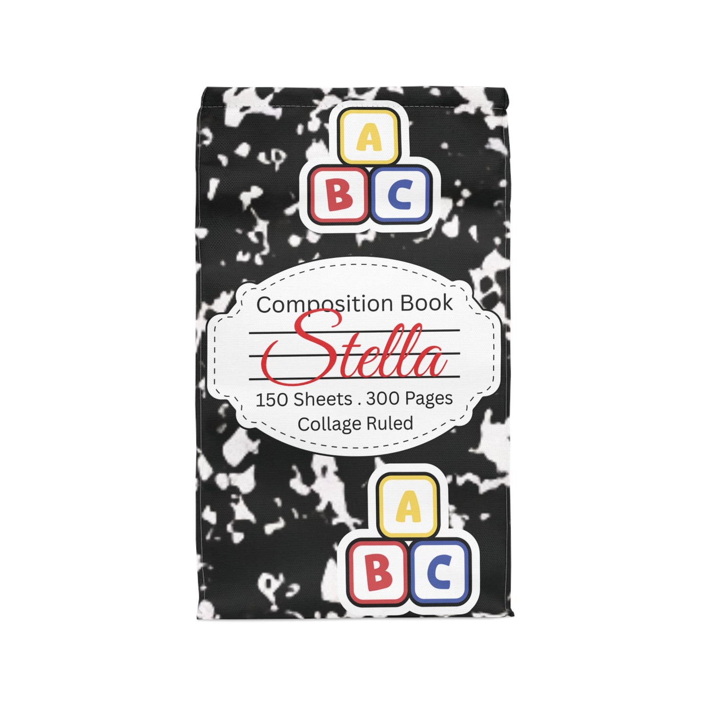 Custom Black Composition Book Inspired Stylish Polyester Lunch Box for Kids - Perfect for School, Picnics, or Snacks | Personalized ABC Design, Back to School, Family [...]