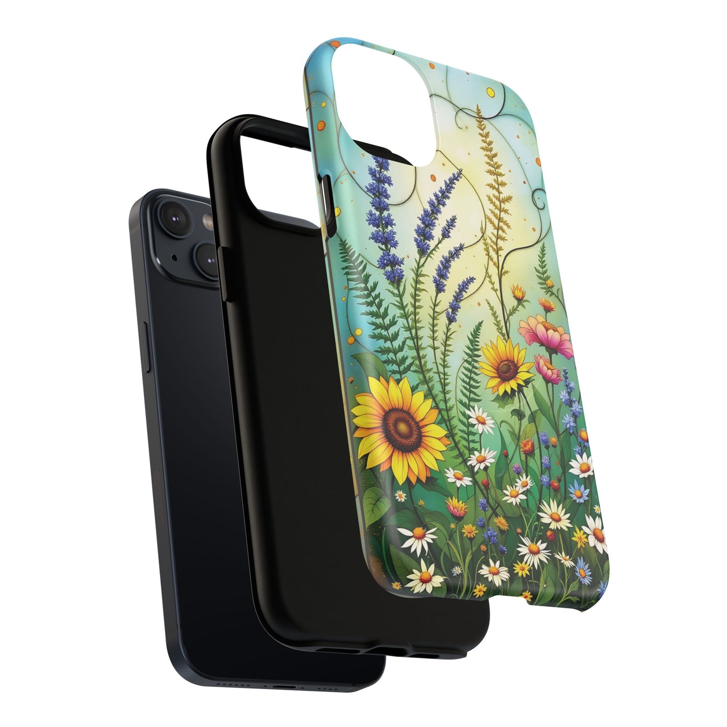 Floral Stained Harmony Glass Tough Magnetic Phone Case | Nature Inspired Design | Durable Protection | Gift for Nature Lovers | Spring Vibe