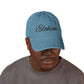 Denim 'ELOHIM, GENESIS 1:1' Hat (Embroidery), Stylish Casual Hat, Gift for Him/Her, Summer Accessory, Trendy Streetwear, Spiritual Fashion.